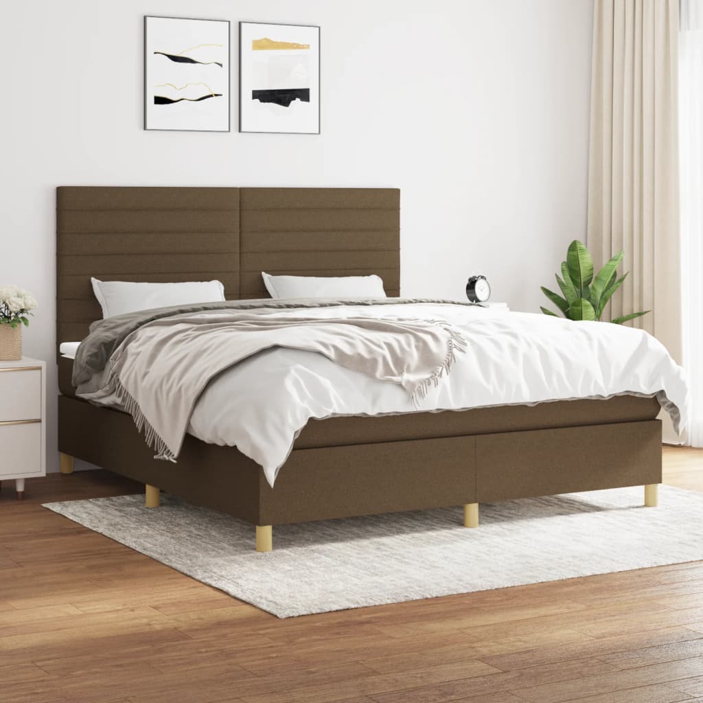 Boxspring met matras stof donkerbruin 160x200 cm is nu te koop bij PeponiXL, paradijselijk wonen!