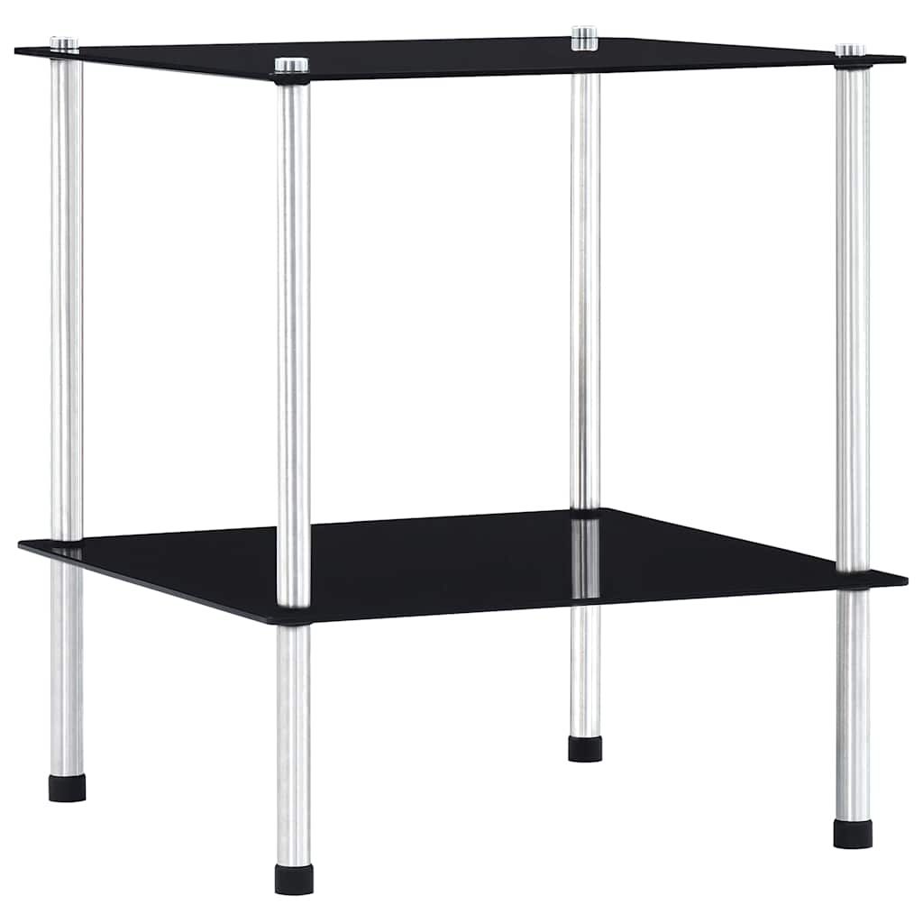 Kastje 2-laags 40x40x47 cm gehard glas zwart is nu te koop bij PeponiXL, paradijselijk wonen!