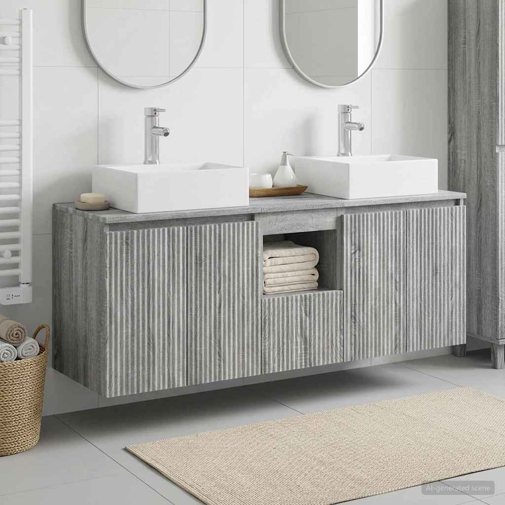 Badkamerkastenset 3 st Grijs Sonoma 49,5 x 41 x 62,5 cm is nu te koop bij PeponiXL, paradijselijk wonen!