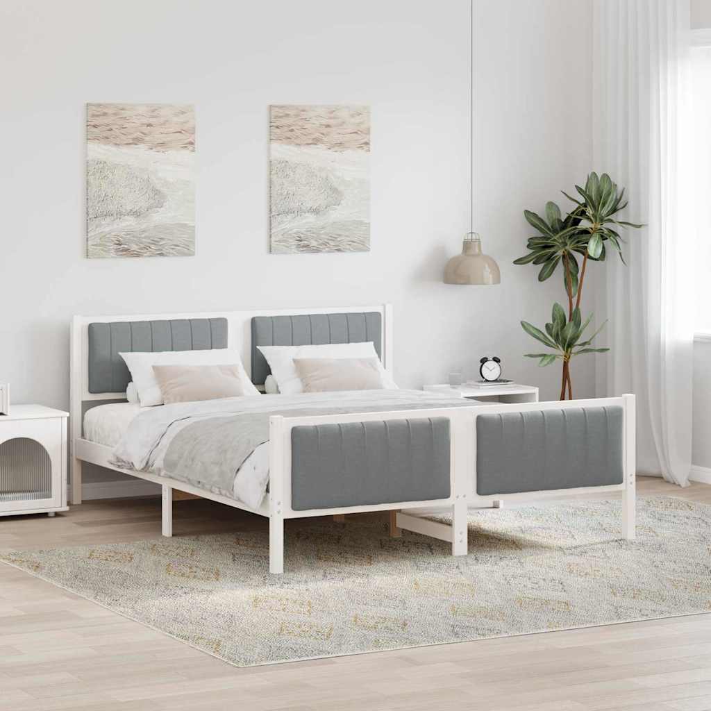 Bedframe Wit en lichtgrijs 150 x 200 cm Massief grenenhout is nu te koop bij PeponiXL, paradijselijk wonen!