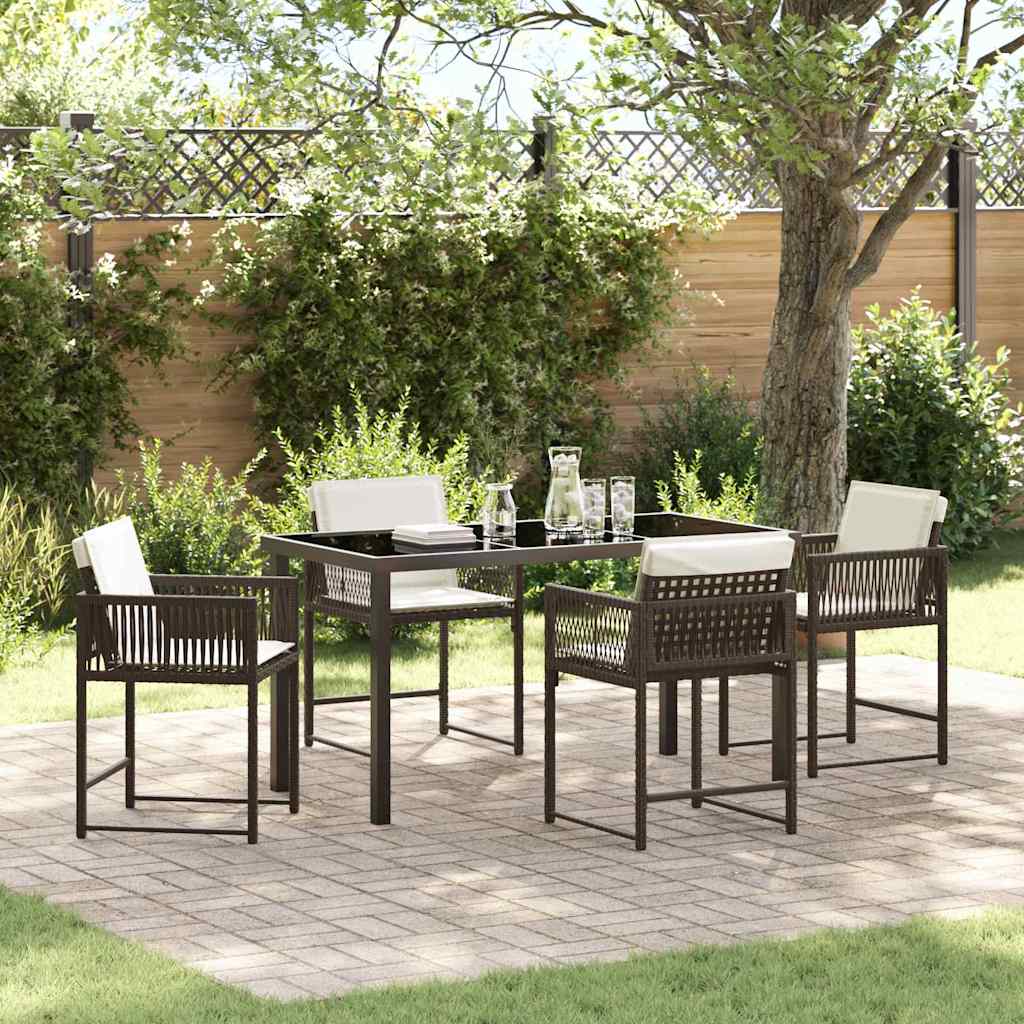 Tuin eettafelset 5 pcs Bruin poly rattan is nu te koop bij PeponiXL, paradijselijk wonen!