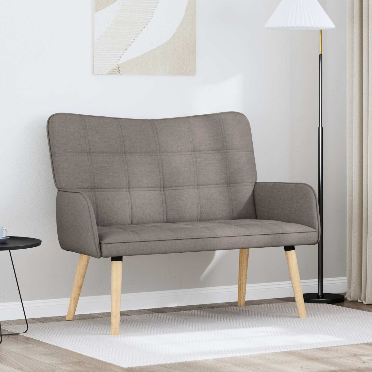 Twee Persoons Sofa Taupe 115 x 61 x 87 cm Stof is nu te koop bij PeponiXL, paradijselijk wonen!