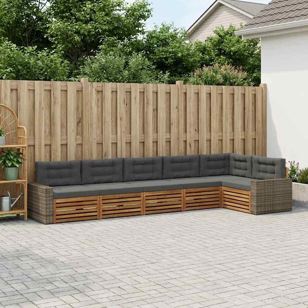 Buiten bankenset 6 pcs Natuurlijk en Antraciet is nu te koop bij PeponiXL, paradijselijk wonen!