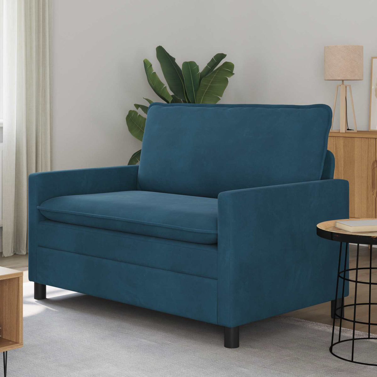 Bank Blauw 126 x 81 x 87,5 cm Fluweel is nu te koop bij PeponiXL, paradijselijk wonen!