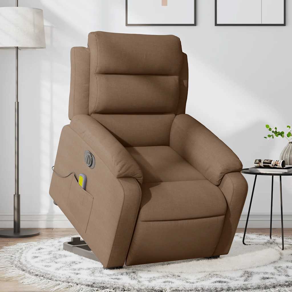 Sta-op-massagestoel elektrisch verstelbaar stof bruin is nu te koop bij PeponiXL, paradijselijk wonen!