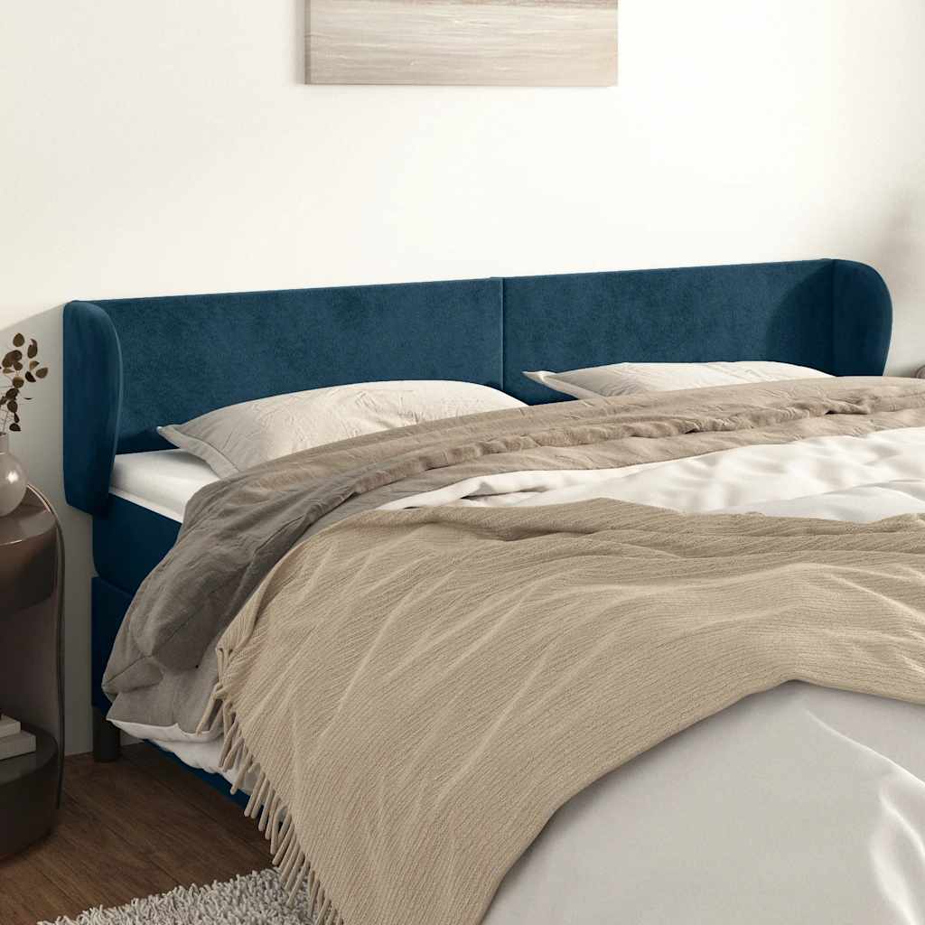 Hoofdbord met randen 183x23x78/88 cm fluweel donkerblauw is nu te koop bij PeponiXL, paradijselijk wonen!