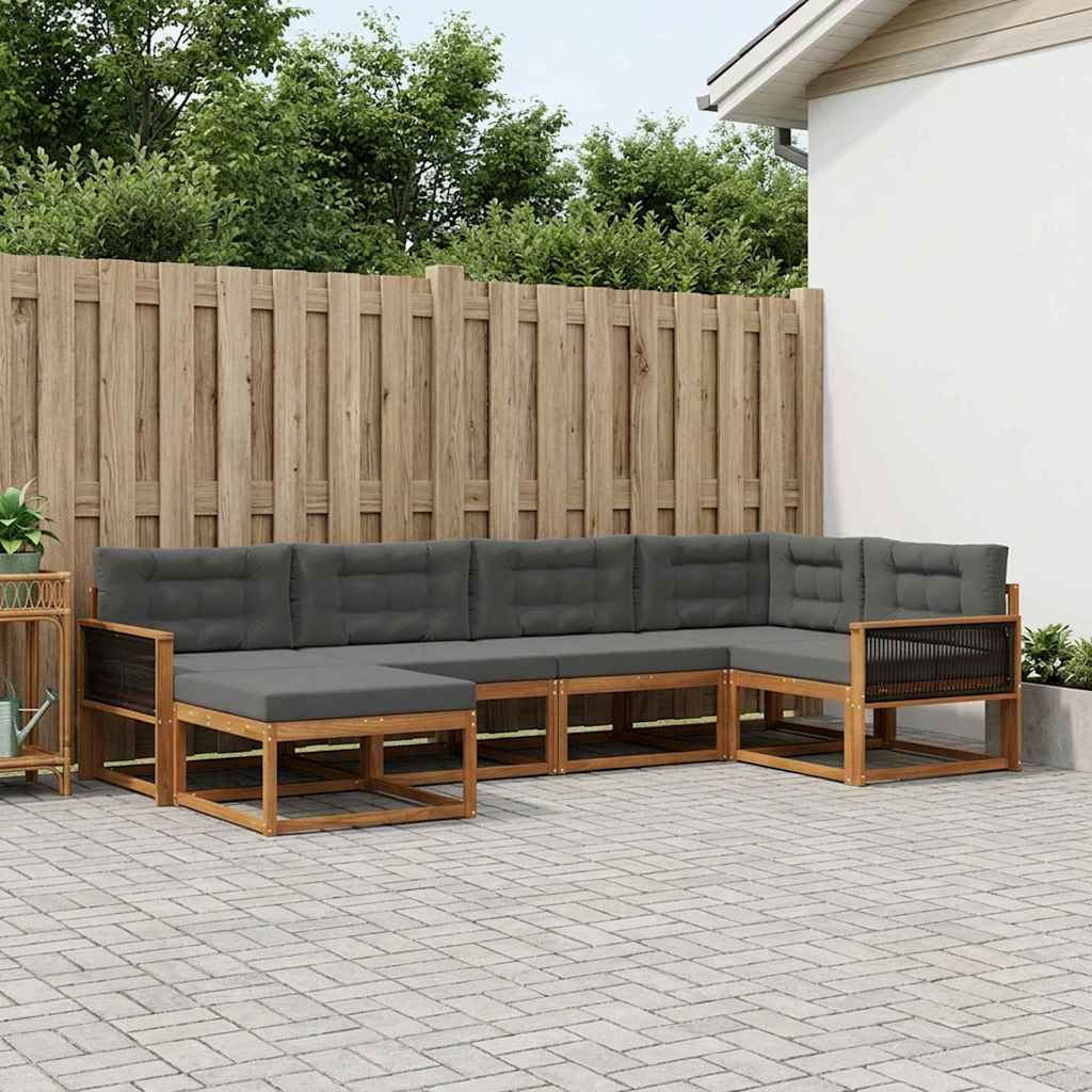 Buiten bankenset met kussen 6 pcs Natuurlijk en Antraciet is nu te koop bij PeponiXL, paradijselijk wonen!