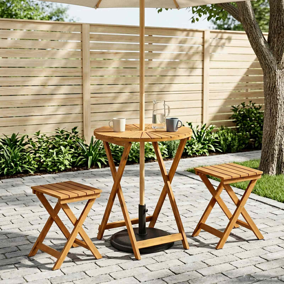 Vouw Tuin Tafel Naturel Ø60 x 75 cm Massief Acaciahout is nu te koop bij PeponiXL, paradijselijk wonen!