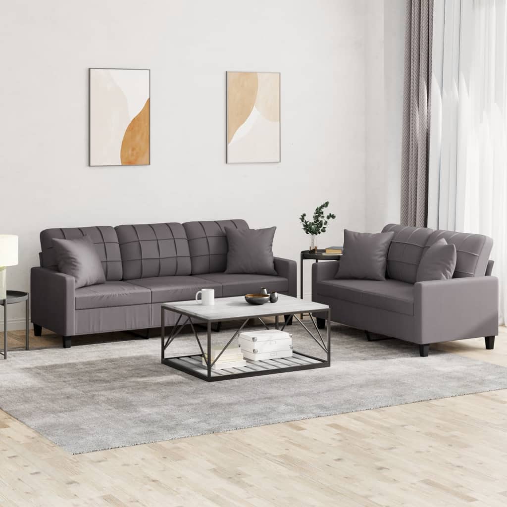 2-delige Loungeset met kussens kunstleer grijs is nu te koop bij PeponiXL, paradijselijk wonen!