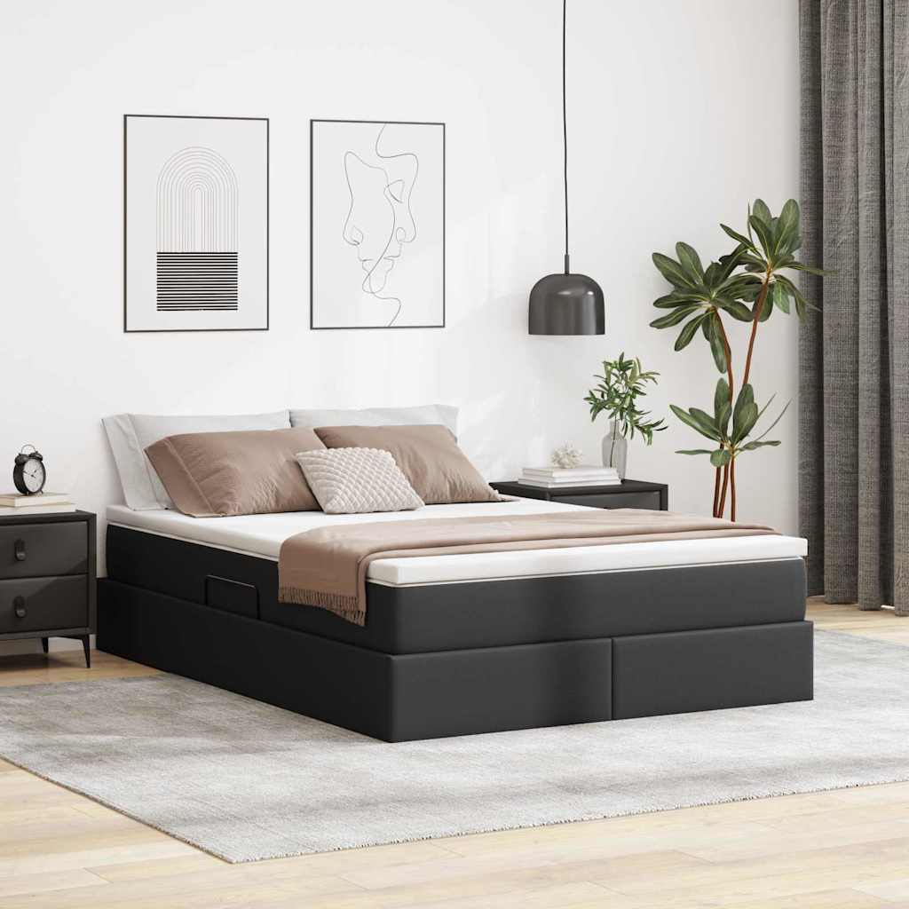 Opslag bed met matras met matras Zwart 140 x 200 cm Nep Leer is nu te koop bij PeponiXL, paradijselijk wonen!