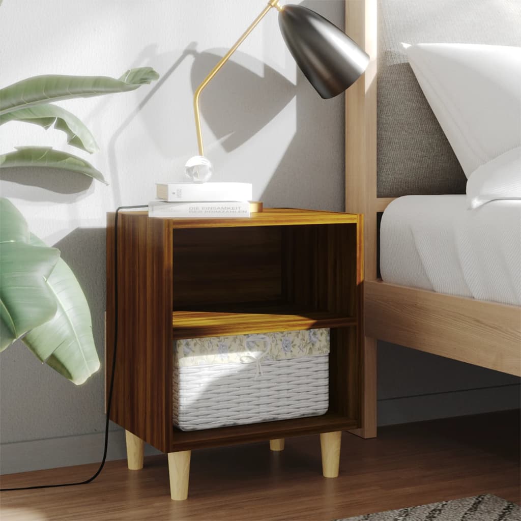 Nachtkastje met houten poten 40x30x50 cm bruin eikenkleur is nu te koop bij PeponiXL, paradijselijk wonen!