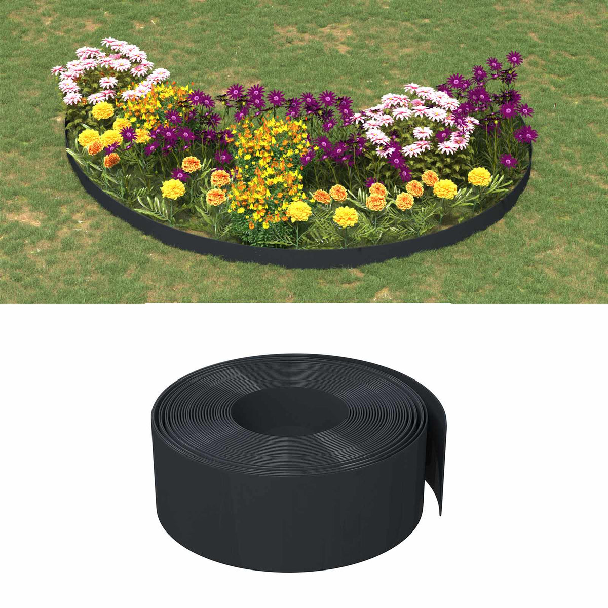 Gazonrand 25 m 20 cm PE Zwart is nu te koop bij PeponiXL, paradijselijk wonen!