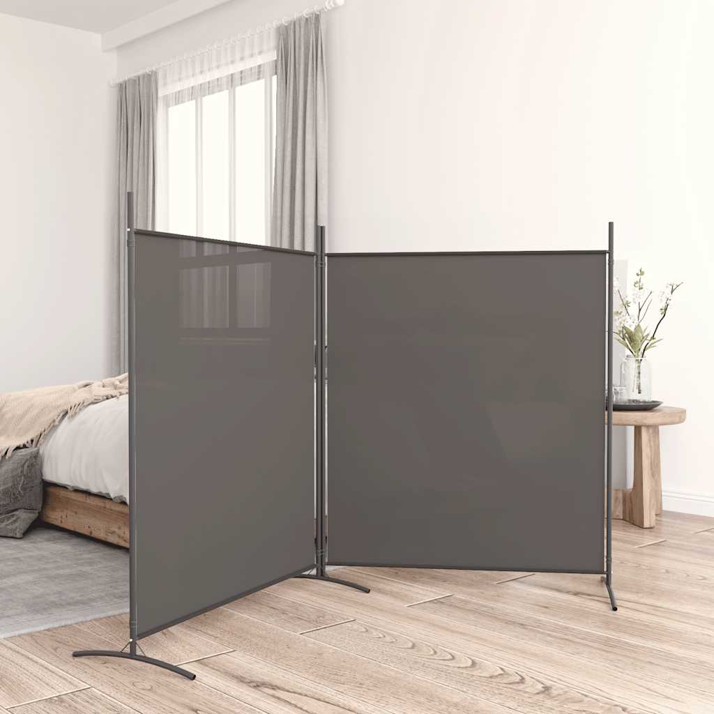 Kamerscherm met 2 panelen 346x180 cm stof antracietkleurig is nu te koop bij PeponiXL, paradijselijk wonen!