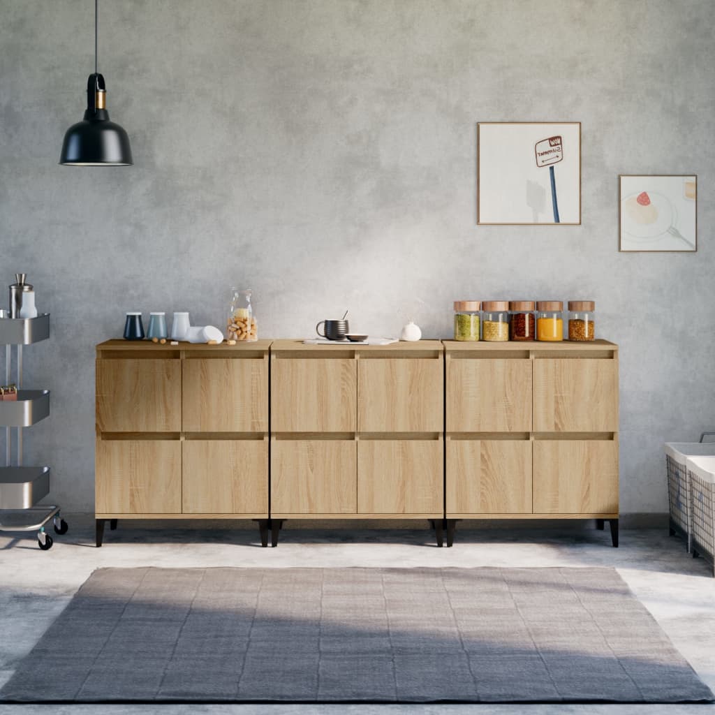 Dressoirs 3 st 60x35x70 cm bewerkt hout sonoma eikenkleurig is nu te koop bij PeponiXL, paradijselijk wonen!