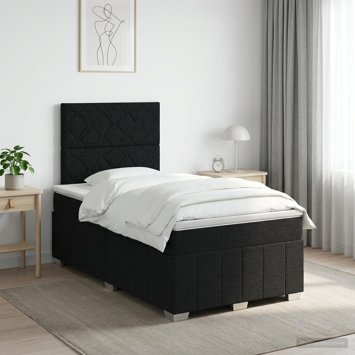 Boxspringbed met matras met hoofdeinde Zwart 120 x 200 cm Stof is nu te koop bij PeponiXL, paradijselijk wonen!