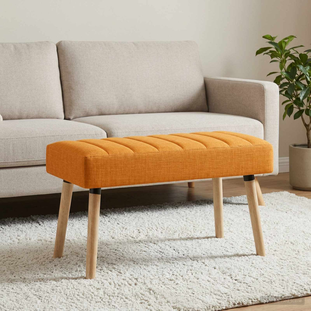Kanaal-geplooide bank Donkergeel 80 x 40 x 46 cm Stof is nu te koop bij PeponiXL, paradijselijk wonen!