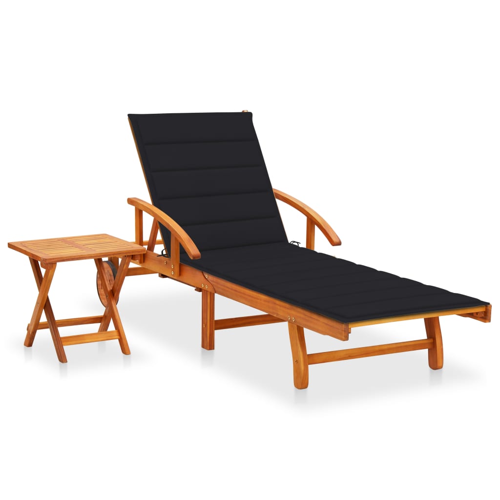 Ligbed met tafeltje en kussen massief acaciahout is nu te koop bij PeponiXL, paradijselijk wonen!
