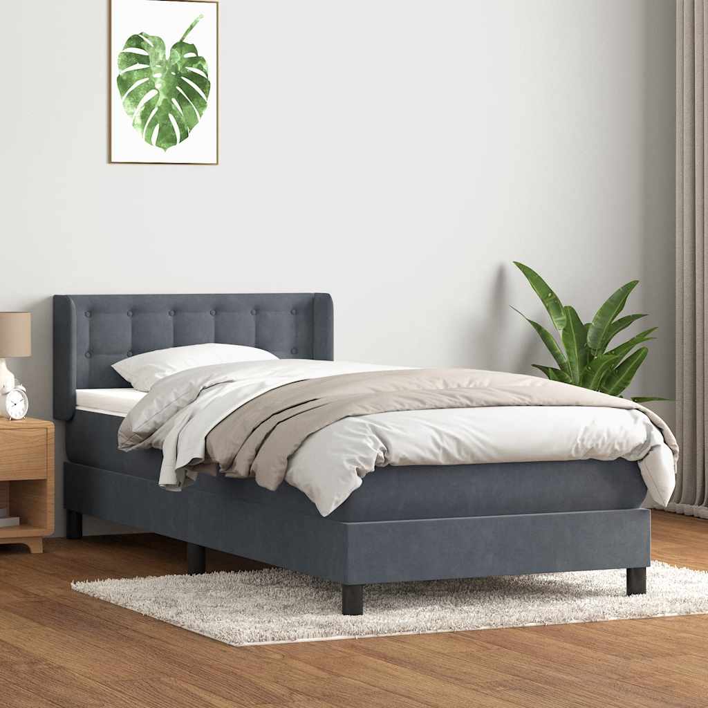 Boxspring met matras fluweel donkergrijs 80x210 cm is nu te koop bij PeponiXL, paradijselijk wonen!