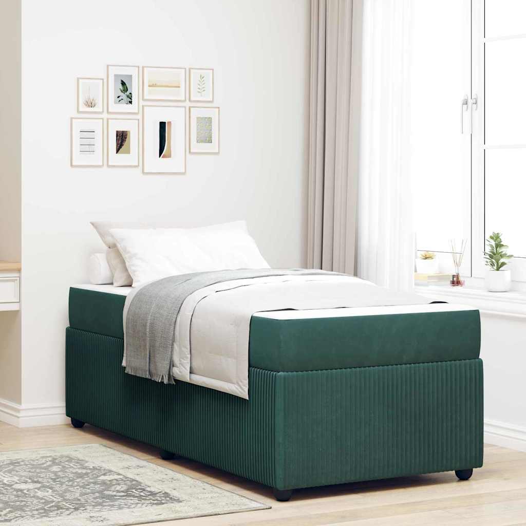 Bedframe met matras Donkergroen 80 x 200 cm Stof is nu te koop bij PeponiXL, paradijselijk wonen!