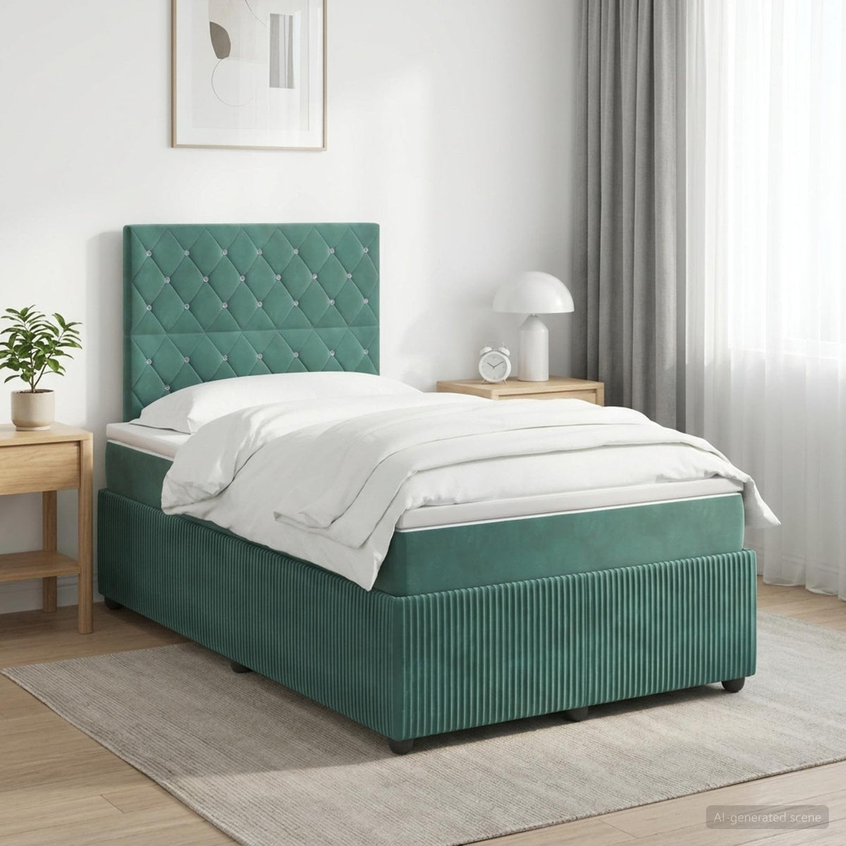Boxspringbed met matras Donkergroen 120 x 190 cm Fluweel is nu te koop bij PeponiXL, paradijselijk wonen!