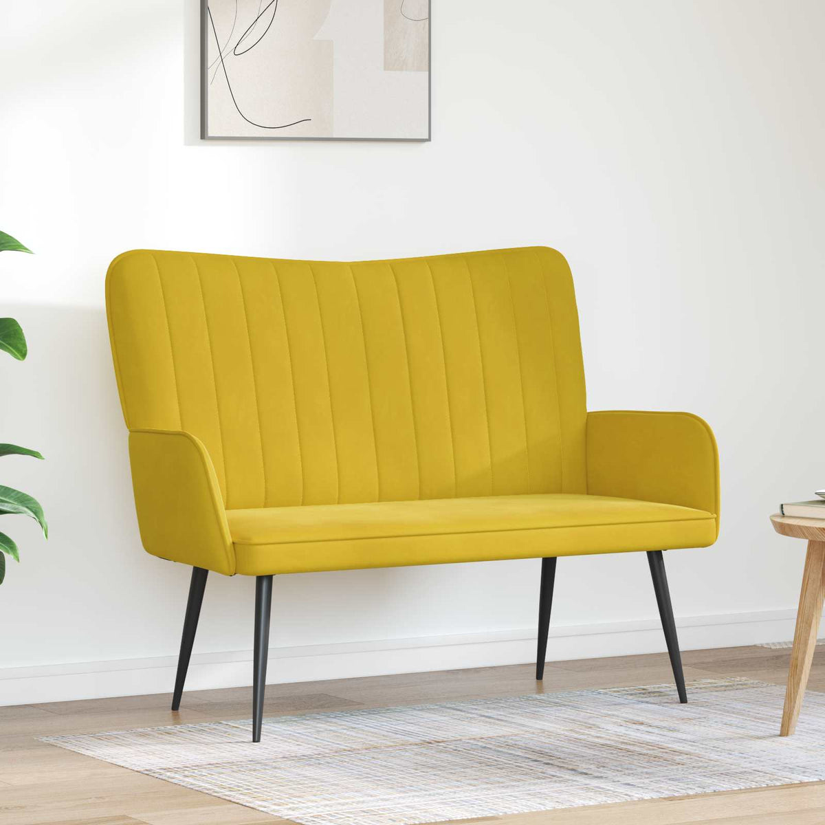 Twee Persoons Sofa Geel 115 x 61 x 87 cm Fluweel is nu te koop bij PeponiXL, paradijselijk wonen!