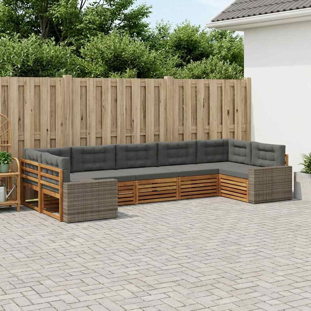 Buiten bankenset met kussen 7 pcs Natuurlijk en Antraciet is nu te koop bij PeponiXL, paradijselijk wonen!