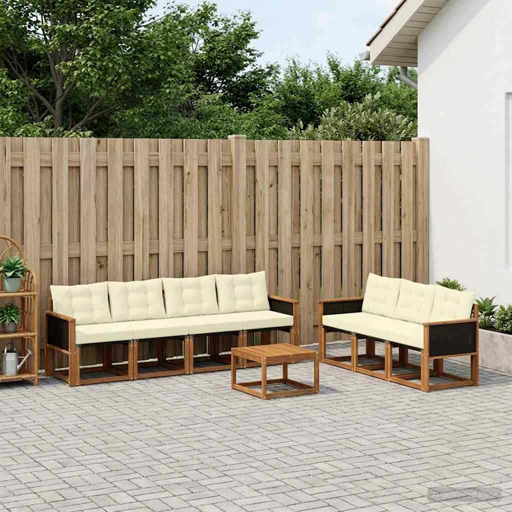 Buiten bankenset met kussen 8 pcs Natuurlijk en Crème is nu te koop bij PeponiXL, paradijselijk wonen!