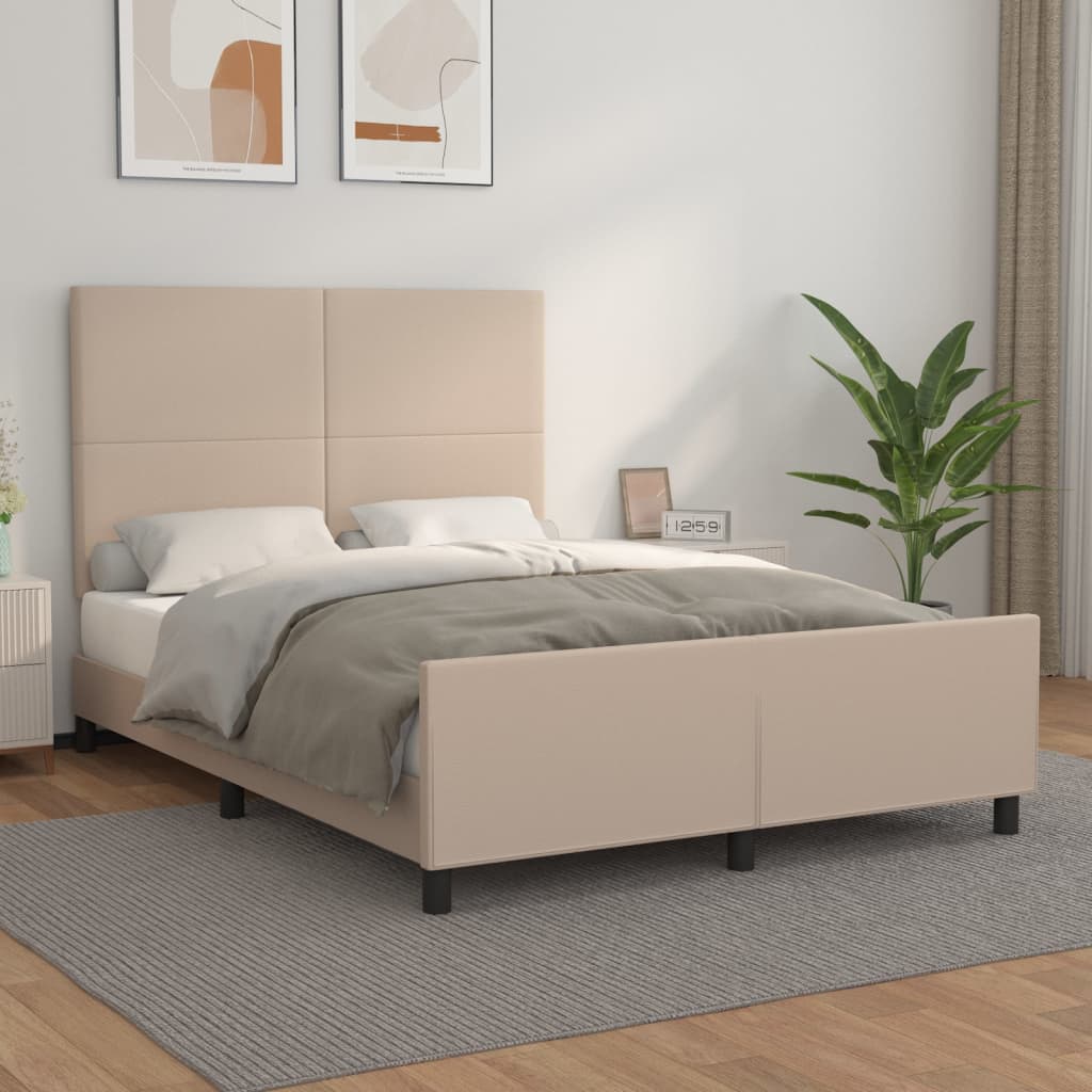Bedframe met hoofdbord kunstleer cappucinnokleurig 140x190 cm is nu te koop bij PeponiXL, paradijselijk wonen!