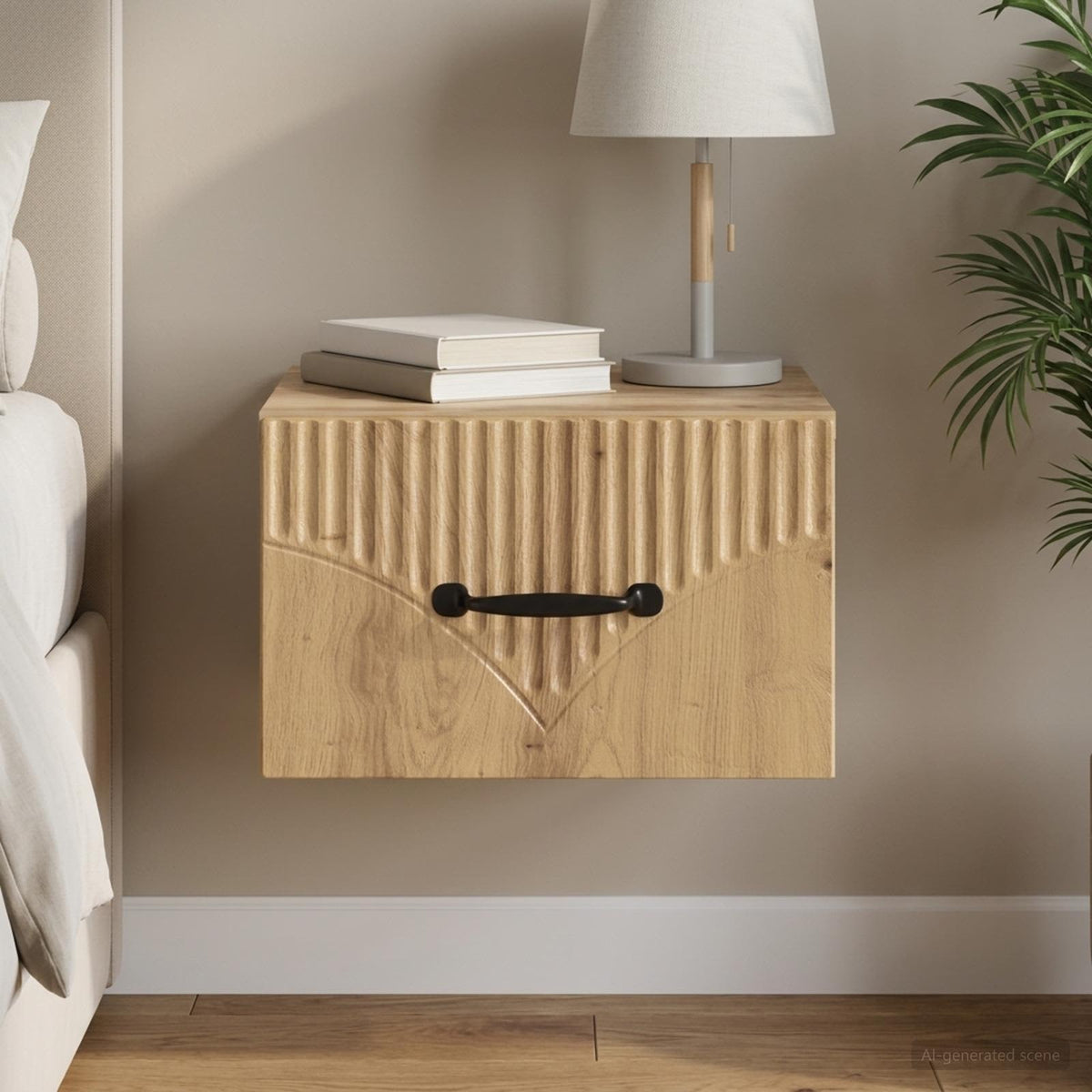 Wandbeugel Bedkast met lade Artisanaal eiken 34,5 x 33 x 20 cm is nu te koop bij PeponiXL, paradijselijk wonen!