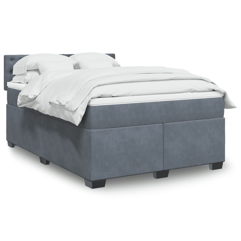 Boxspring met matras fluweel donkergrijs 160x200 cm is nu te koop bij PeponiXL, paradijselijk wonen!
