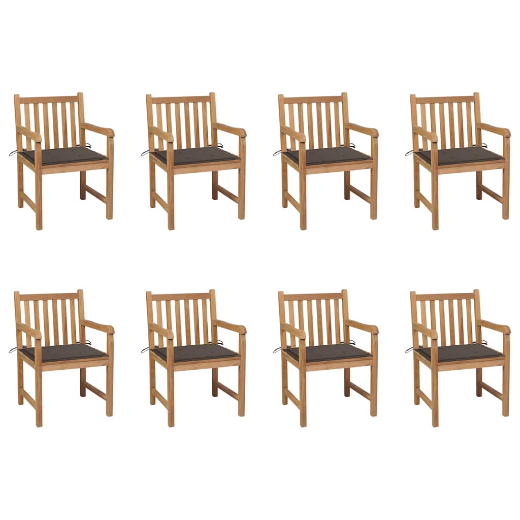 Tuinstoelen 8 st met taupe kussens massief teakhout is nu te koop bij PeponiXL, paradijselijk wonen!
