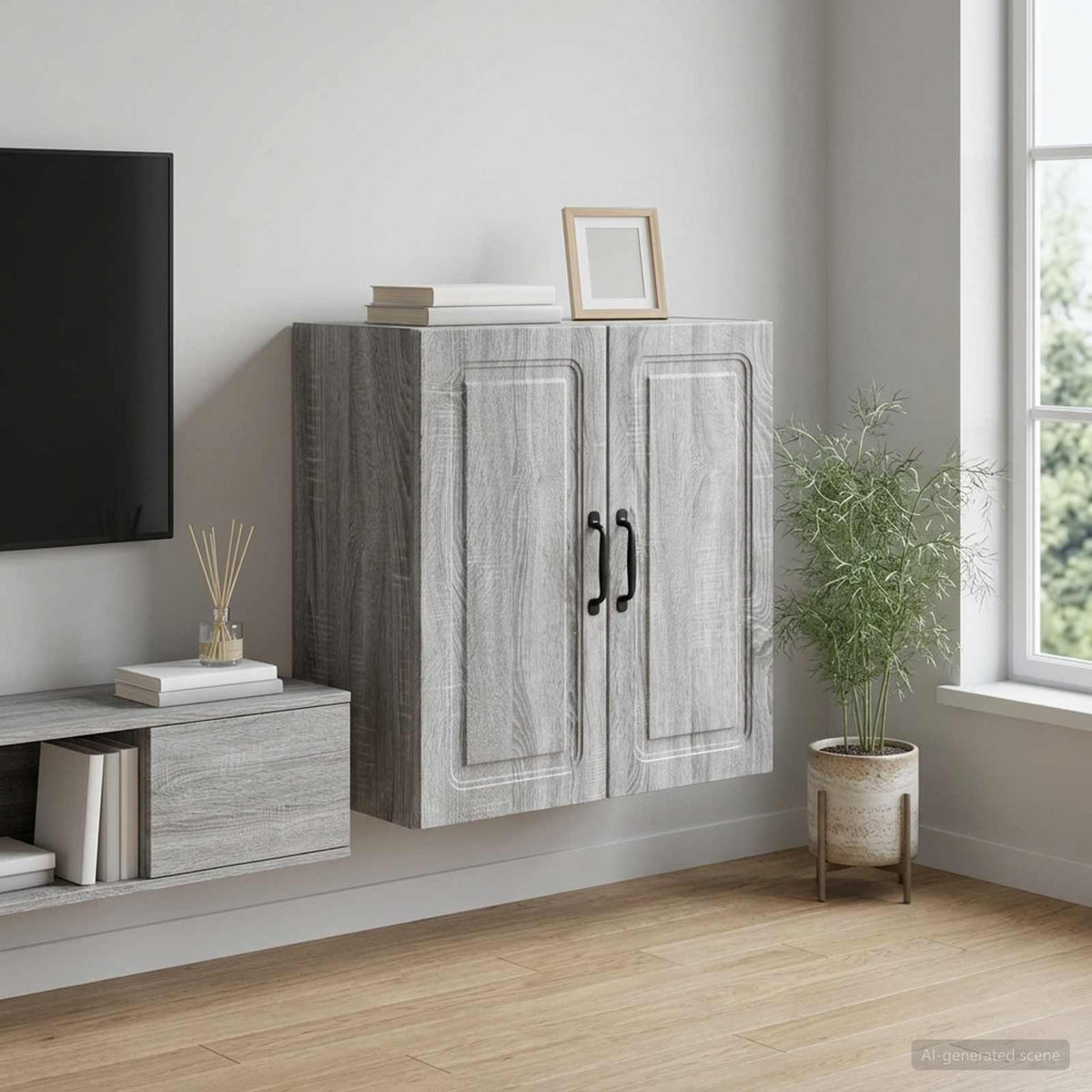 Wandkast Grijs Sonoma 59 x 31 x 60 cm Bewerkt hout is nu te koop bij PeponiXL, paradijselijk wonen!
