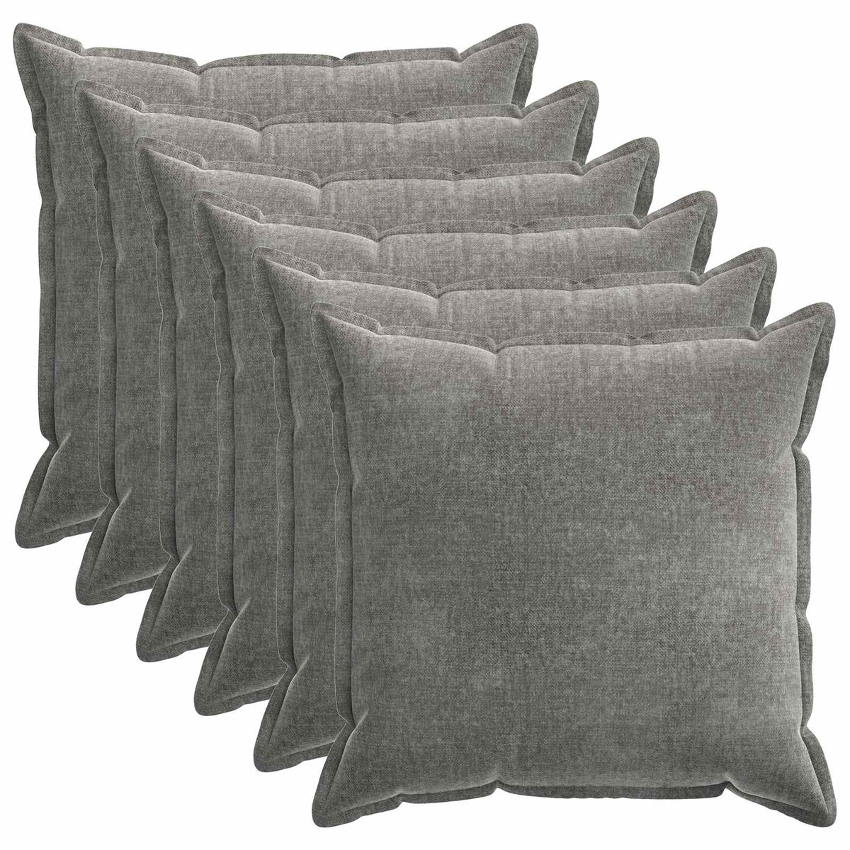 Kussensloop 6 st HOUTEN Donkergrijs 70 x 70 cm Chenille Stof is nu te koop bij PeponiXL, paradijselijk wonen!