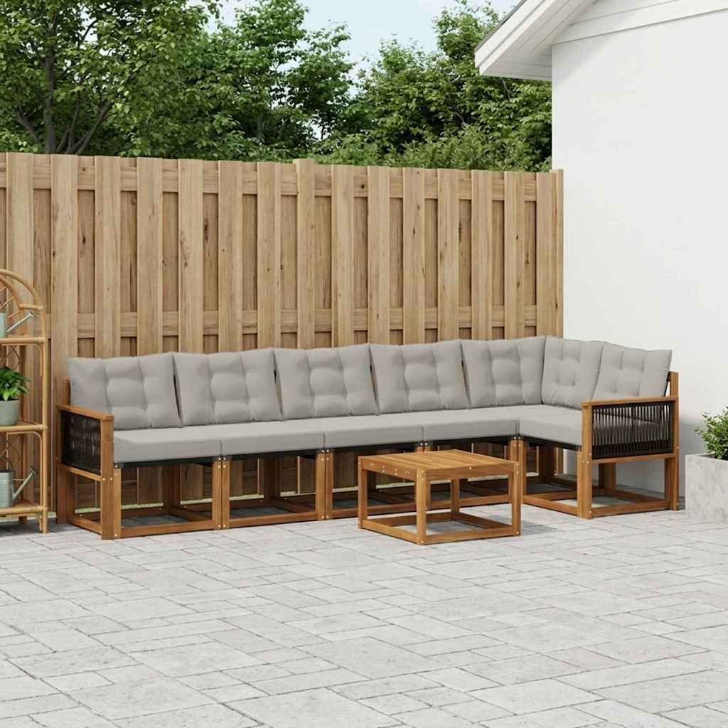 Buiten bankenset met kussen 7 pcs Naturel en lichtgrijs is nu te koop bij PeponiXL, paradijselijk wonen!