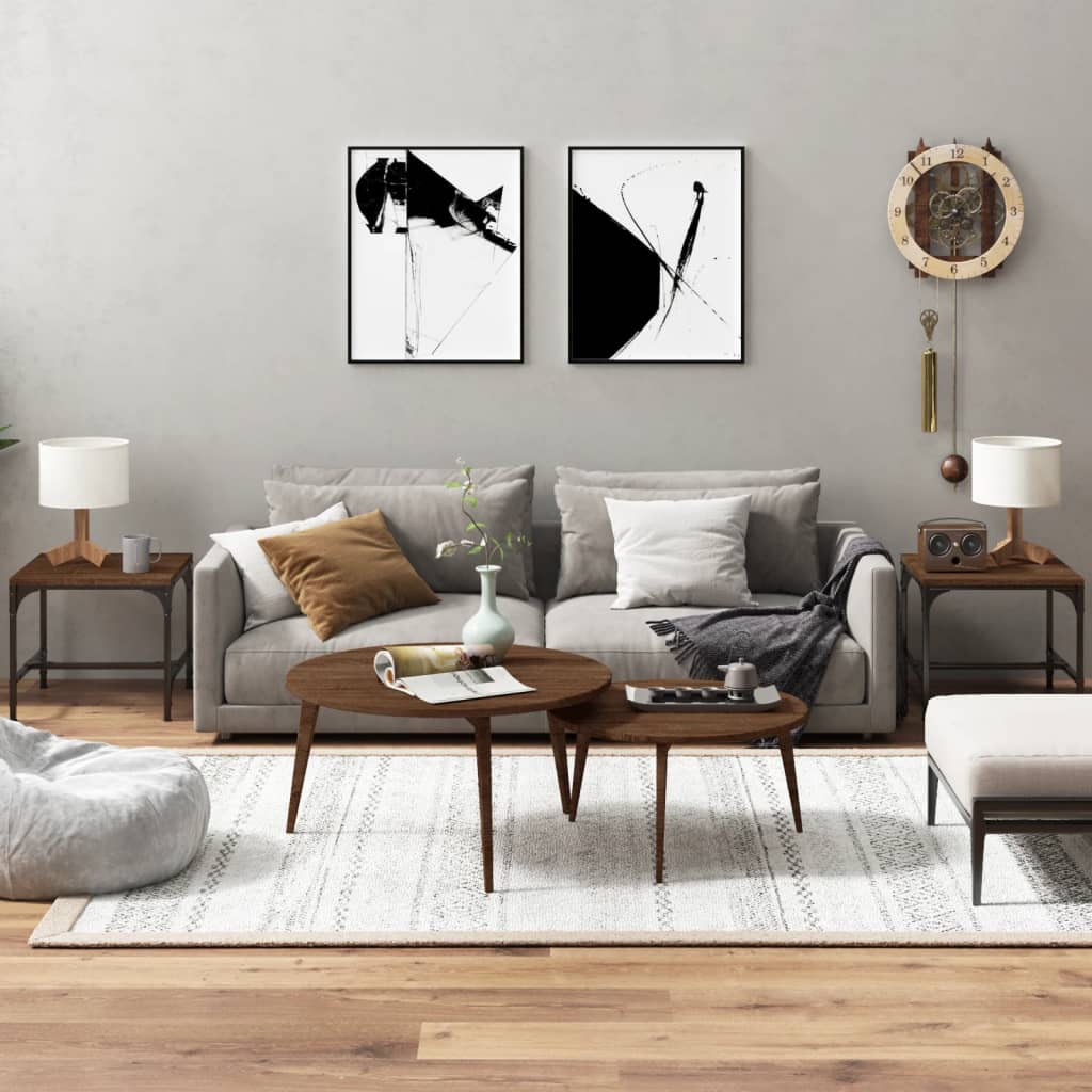 Bijzettafels 2 st 40x40x35 cm bewerkt hout bruineiken is nu te koop bij PeponiXL, paradijselijk wonen!