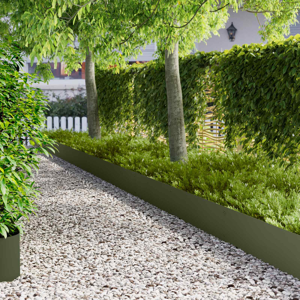 Tuinrand 20 pcs 103 x 30 cm metaal Olijfgroen is nu te koop bij PeponiXL, paradijselijk wonen!