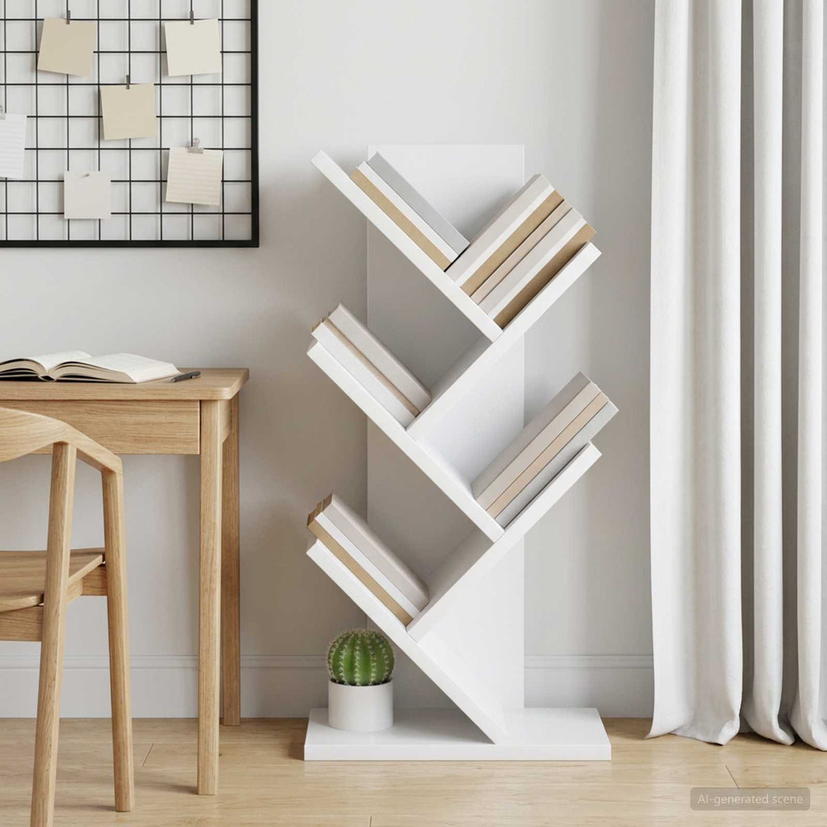 Boekenkast in de vorm van een boom 4-vaks 30 x 18 x 60 cm Wit is nu te koop bij PeponiXL, paradijselijk wonen!
