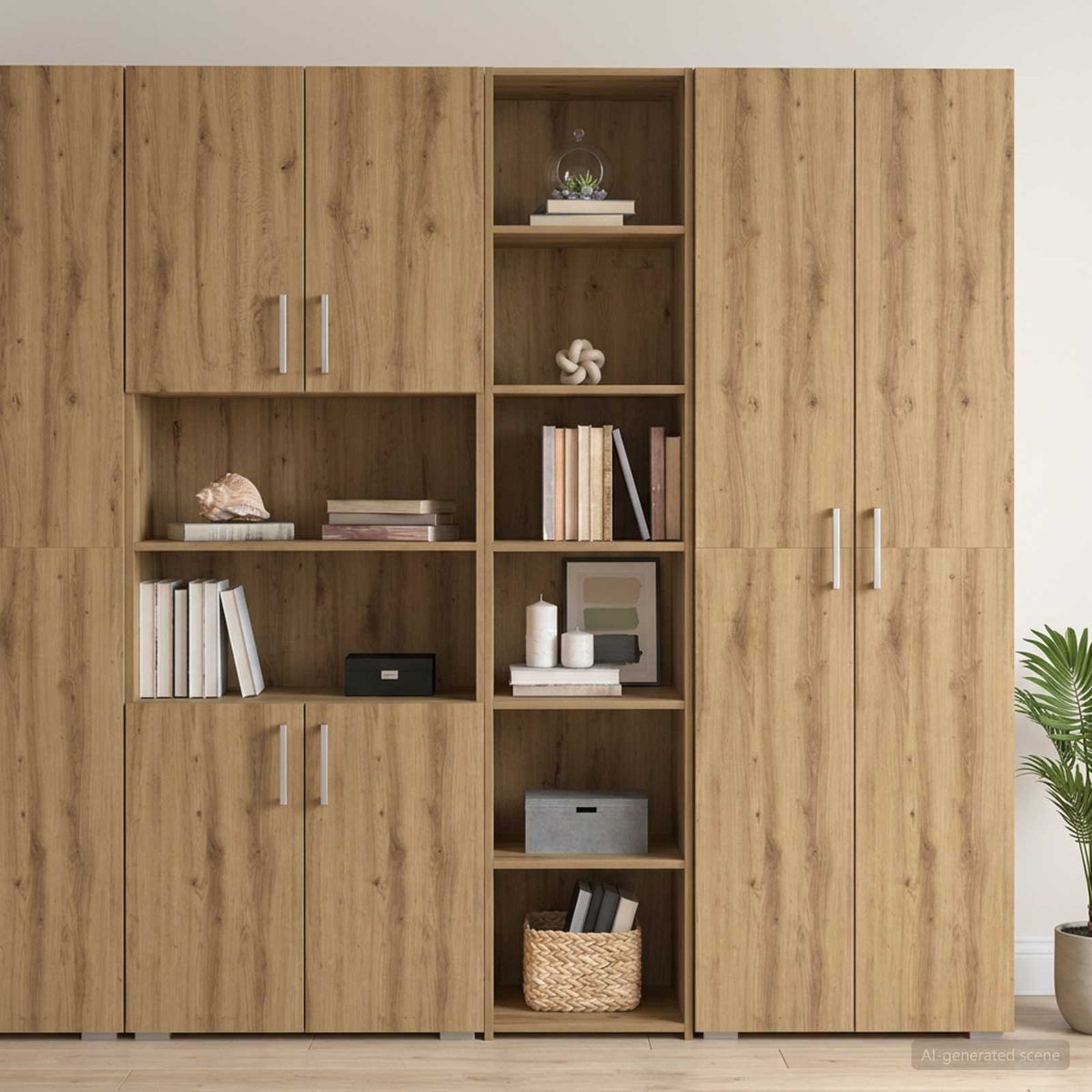Dressoir Artisanaal eiken 40 x 41 x 185 cm Bewerkt hout is nu te koop bij PeponiXL, paradijselijk wonen!