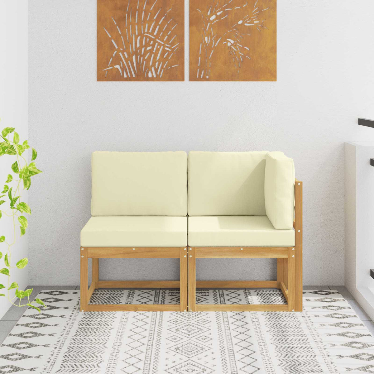 Outdoor Midden- en Hoeksalon 2 Stuk Wit Massief Acaciahout is nu te koop bij PeponiXL, paradijselijk wonen!
