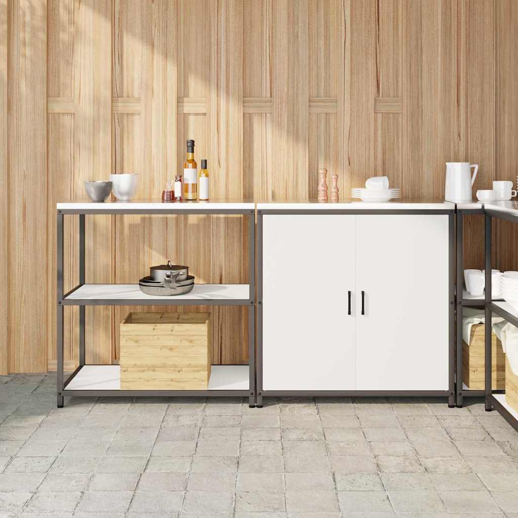 Keukenopslag set met plank 2 pcs Wit Koudgewalst staal is nu te koop bij PeponiXL, paradijselijk wonen!