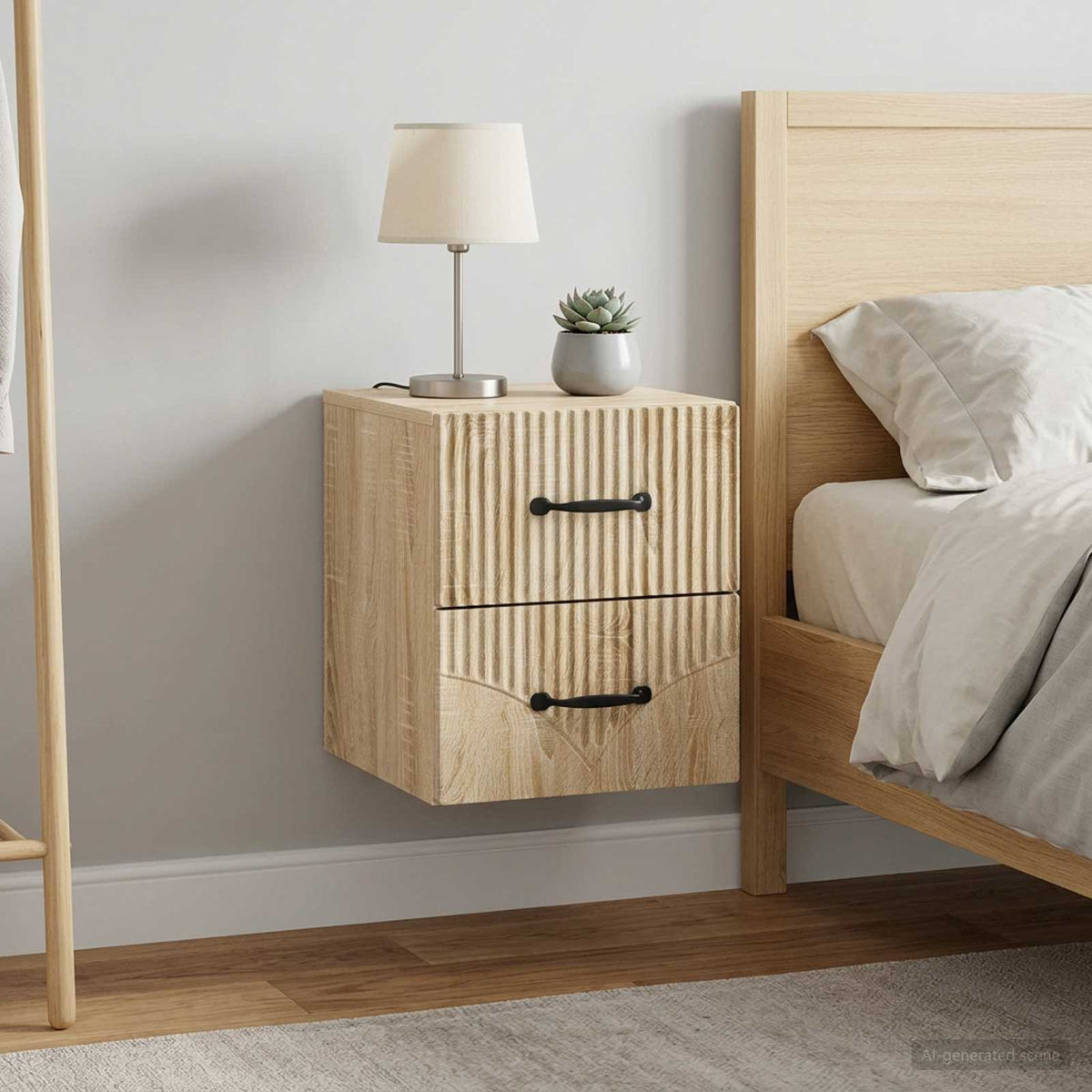 Wandbeugel Bedkast 2 pcs Sonoma Eiken 34,5 x 33 x 40 cm is nu te koop bij PeponiXL, paradijselijk wonen!