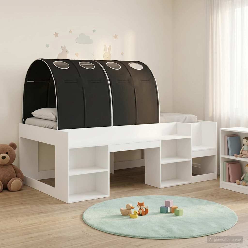Bedframe met tunnel 3 st Wit en zwart Geconstrueerd hout is nu te koop bij PeponiXL, paradijselijk wonen!