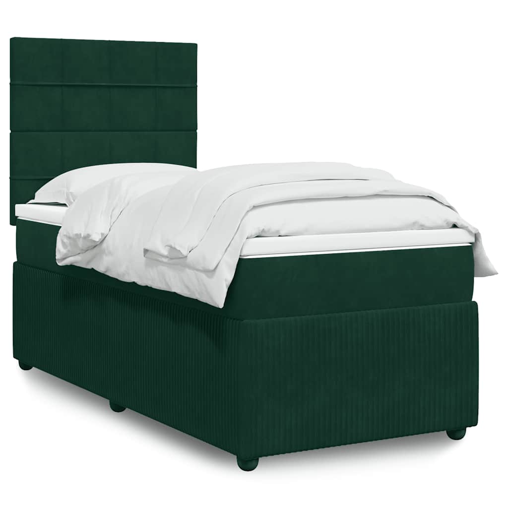 Boxspring met matras fluweel donkergroen 80x200 cm is nu te koop bij PeponiXL, paradijselijk wonen!