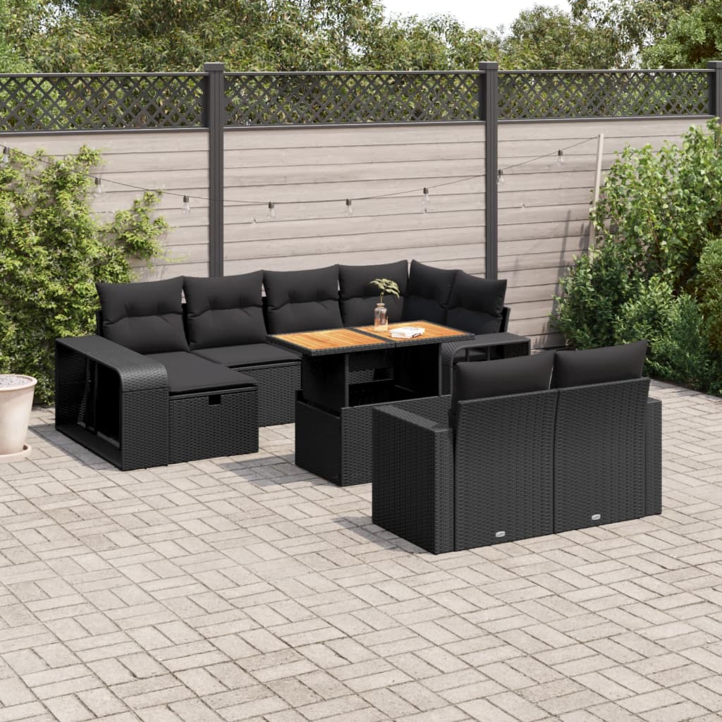11-delige Loungeset met kussens poly rattan zwart is nu te koop bij PeponiXL, paradijselijk wonen!