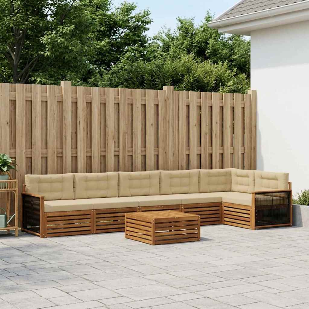 Buiten bankenset met kussen 7 pcs Natuurlijk en Beige is nu te koop bij PeponiXL, paradijselijk wonen!