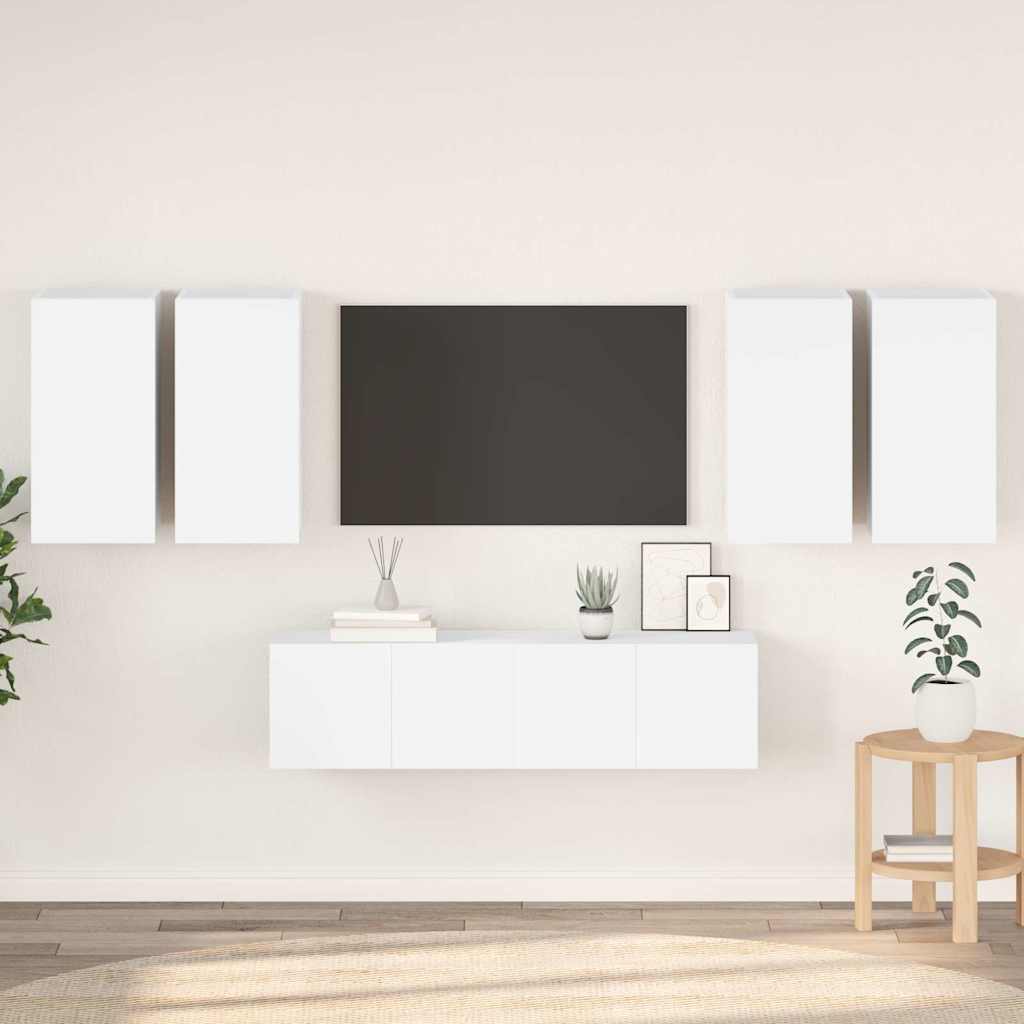 6-delige Tv-meubelset bewerkt hout wit is nu te koop bij PeponiXL, paradijselijk wonen!