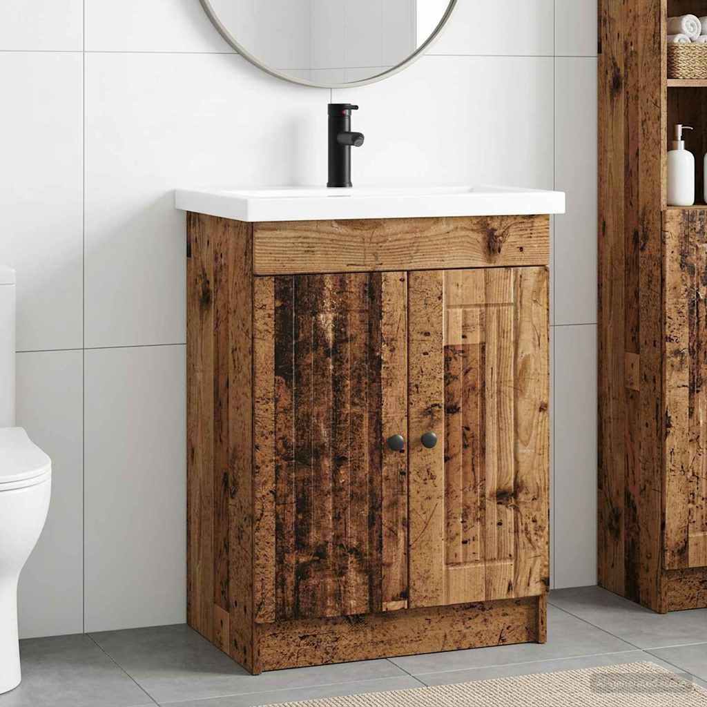 Badkamermeubelset Oud hout 56 x 37,5 x 81 cm Bewerkt hout is nu te koop bij PeponiXL, paradijselijk wonen!