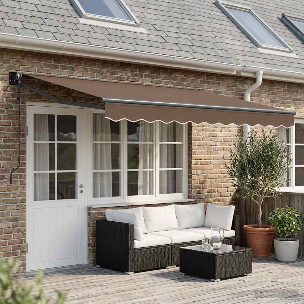 Uitschuifbare luifel Taupe 4 x 2 m Polyester en Metaal is nu te koop bij PeponiXL, paradijselijk wonen!