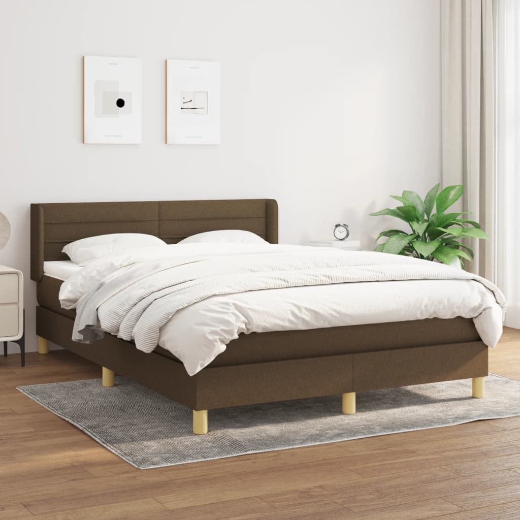Boxspring met matras stof donkerbruin 140x190 cm is nu te koop bij PeponiXL, paradijselijk wonen!