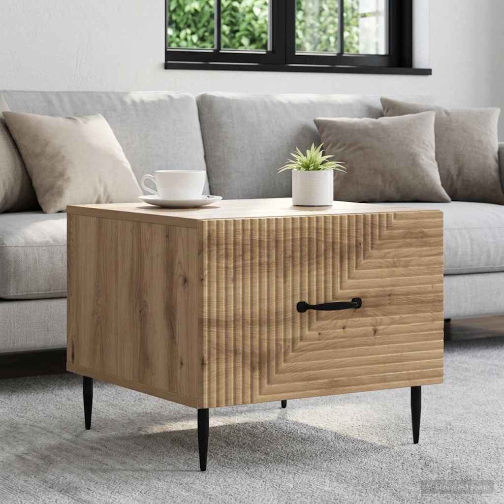 Salontafel Artisanaal eiken 49 x 50 x 40 cm Bewerkt hout is nu te koop bij PeponiXL, paradijselijk wonen!
